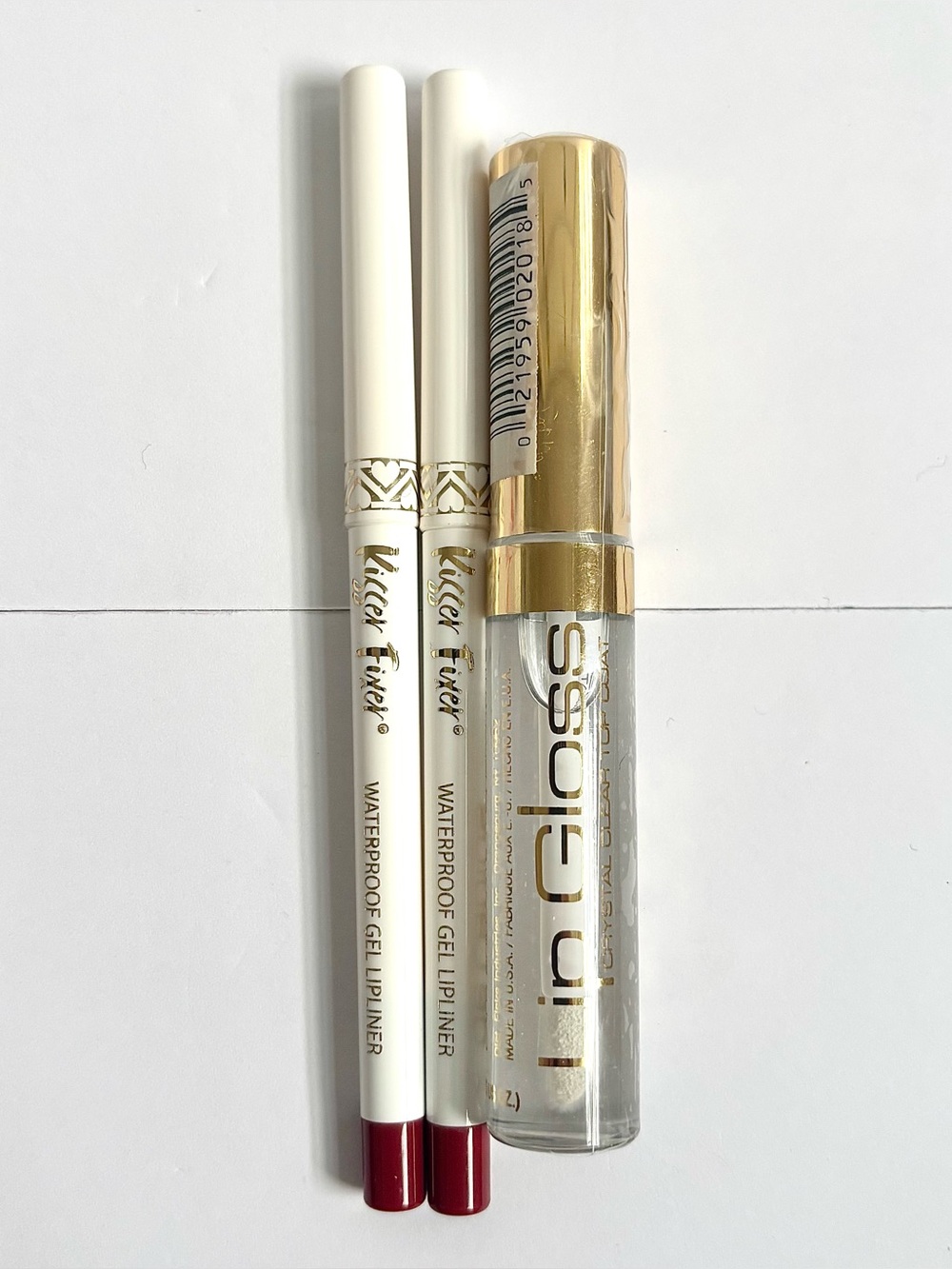 3-Piece Lip Bundle: 2x Belle Beauty lipliner (true red) & 1x clear lip gloss